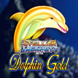 Dolphin Gold with Stellar Jackpots slot logo by Lightning Box Game at Casino Rodos